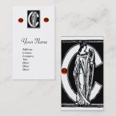 SCHWARZ-WEISSER MONOGRAM C-SCHREIBEN, ROT RUBY GEM VISITENKARTE (Vorne/Hinten)