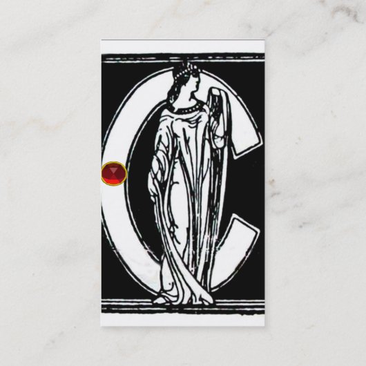 SCHWARZ-WEISSER MONOGRAM C-SCHREIBEN, ROT RUBY GEM VISITENKARTE (Rückseite)