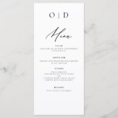 Schwarz-weißer Monogram Elegant Wedding Empfang Menükarte (Vorderseite)