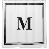 Schwarz-weißer Monogramm anfänglicher Individuelle Duschvorhang (Vorderseite)