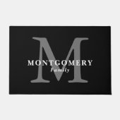 Schwarz-weißer Monogramm Grauer Elegant Chic Famil Fußmatte (Vorderseite)