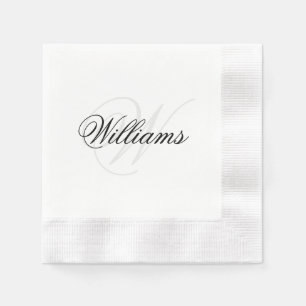 Schwarz-weißer Monogramm-Name Cocktail Serviette