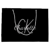 Schwarz-weißer Monogramm-Name modern Große Geschenktüte (Rückseite)