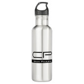 Schwarz-weißer Monogramm Name Modern Schlicht einf Edelstahlflasche (Vorderseite)