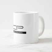 Schwarz-weißer Monogramm Name Modern Schlicht einf Jumbo-Tasse (Vorderseite Rechts)