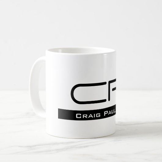 Schwarz-weißer Monogramm Name Modern Schlicht einf Kaffeetasse (Vorderseite Links)