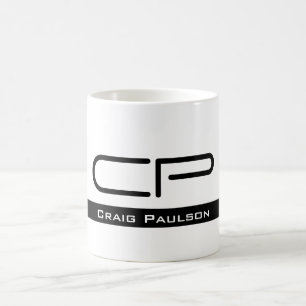 Schwarz-weißer Monogramm Name Modern Schlicht einf Kaffeetasse