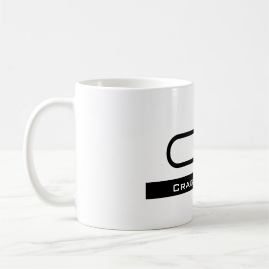 Schwarz-weißer Monogramm Name Modern Schlicht einf Kaffeetasse (Links)