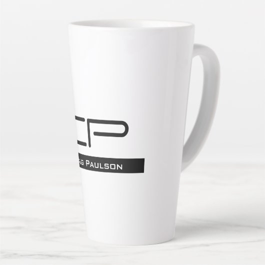 Schwarz-weißer Monogramm Name Modern Schlicht einf Milchtasse (Rechte Ecke)