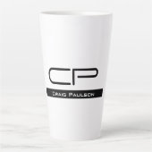 Schwarz-weißer Monogramm Name Modern Schlicht einf Milchtasse (Vorderseite)