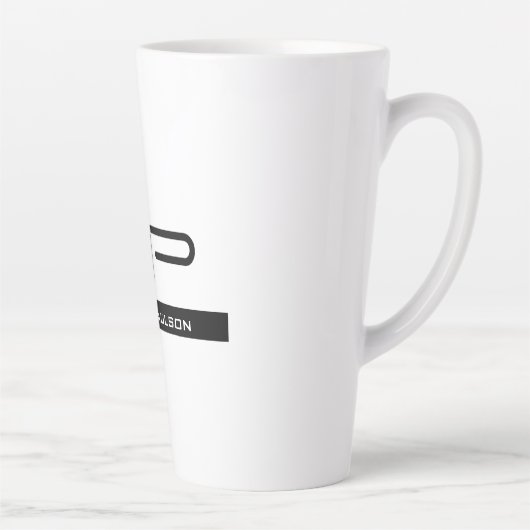 Schwarz-weißer Monogramm Name Modern Schlicht einf Milchtasse (Rechts)