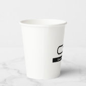 Schwarz-weißer Monogramm Name Modern Schlicht einf Pappbecher (Rechts)