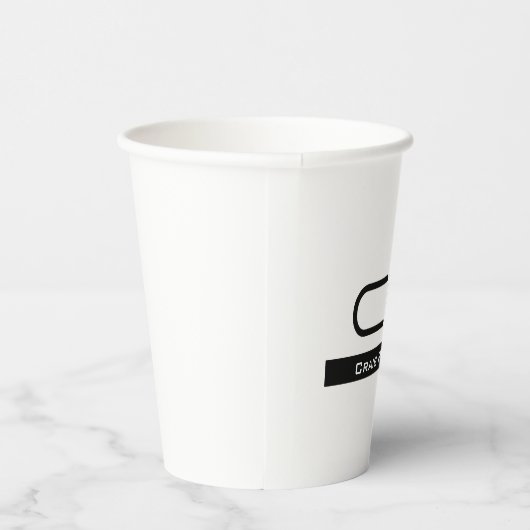 Schwarz-weißer Monogramm Name Modern Schlicht einf Pappbecher (Rechts)