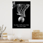 Schwarz-weißer Motivierend Basketball-Sport Poster (Küche)