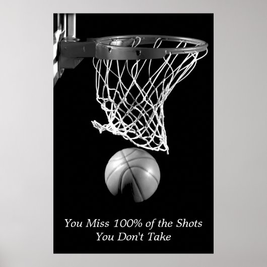 Schwarz-weißer Motivierend Basketball-Sport Poster (Vorne)