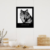 Schwarz-weißer Motivierend Courage Wolf Poster Pri (Küche)