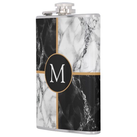 Schwarz-weißer Murmelflasche mit individueller Sch Flachmann (Links)