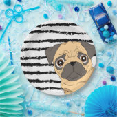 Schwarz-weißer Musterentwurf für Mops Pappteller (Party)