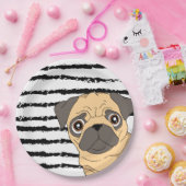 Schwarz-weißer Musterentwurf für Mops Pappteller (Party)