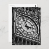 Schwarz-weißer Naher Big Ben Clock Tower Postkarte (Vorne/Hinten)