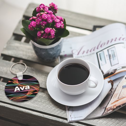 Schwarz-weißer Name der Farbwelle Schlüsselanhänger