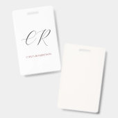 Schwarz-weißer Name der Kalligraphie Monogrammbeze Ausweis (Vorder- & Rückseite)