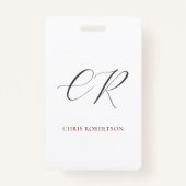 Schwarz-weißer Name der Kalligraphie Monogrammbeze Ausweis (Vorderseite)