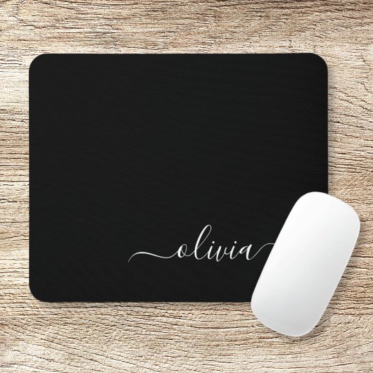 Schwarz-weißer Name der Monogram für Giralskripte  Mousepad