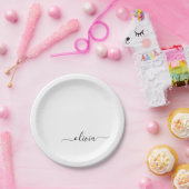 Schwarz-weißer Name der Monogram für Giralskripte Pappteller (Party)