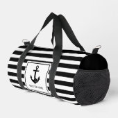 Schwarz-weißer Name des Schiffes des Schiffes Duffle Bag (Rechte Ecke)