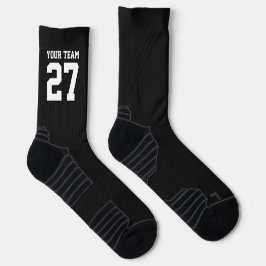 Schwarz-weißer Name des Sportteams Basketball Socken