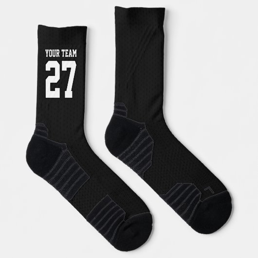 Schwarz-weißer Name des Sportteams Basketball Socken (Rechts)