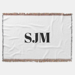 Schwarz-weißer Name für benutzerdefinierte Monogra Decke