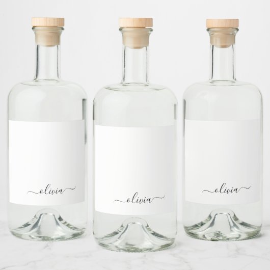 Schwarz-weißer Name für das Girl-Monogramm Alkoholflaschenetikett (Flaschen)