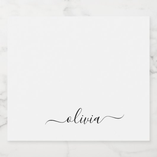 Schwarz-weißer Name für das Girl-Monogramm Alkoholflaschenetikett (Einzelnes Label)