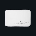 Schwarz-weißer Name für das Girl-Monogramm Badematte<br><div class="desc">Schwarz und Weiß einfache Script Monogram Name Bath Mats. Dies macht den perfekten Abschluss,  Geburtstag,  Hochzeit,  Brautparty,  Jubiläum,  Babydusche oder Junggeselinnen-Abschied Geschenk für jemanden,  die Lieben glamourösen Luxus und schicke Stile.</div>