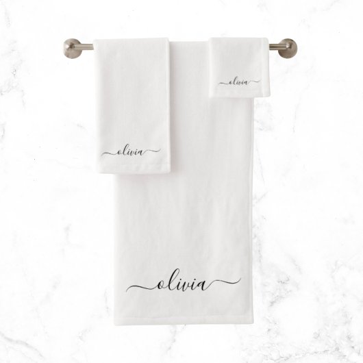 Schwarz-weißer Name für das Girl-Monogramm Badhandtuch Set