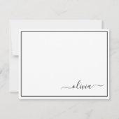 Schwarz-weißer Name für das Girl-Monogramm Dankeskarte (Vorderseite)