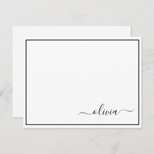 Schwarz-weißer Name für das Girl-Monogramm Dankeskarte (Vorne/Hinten)