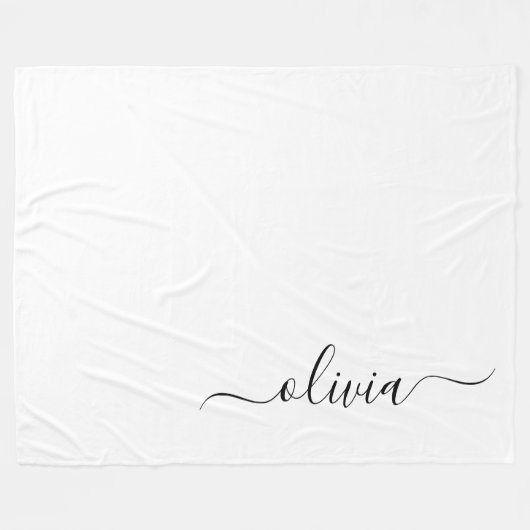 Schwarz-weißer Name für das Girl-Monogramm Fleecedecke (Vorderseite (Horizontal))
