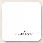 Schwarz-weißer Name für das Girl-Monogramm Getränkeuntersetzer<br><div class="desc">Untersetzer für einfache,  schwarze und weiße Skripte Monogram Name Paper. Dies macht den perfekten Abschluss,  Geburtstag,  Hochzeit,  Brautparty,  Jubiläum,  Babydusche oder Junggeselinnen-Abschied Geschenk für jemanden,  die Lieben glamourösen Luxus und schicke Stile.</div>