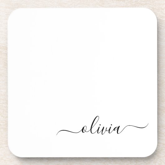 Schwarz-weißer Name für das Girl-Monogramm Getränkeuntersetzer (Vorderseite)