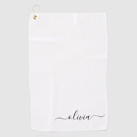 Schwarz-weißer Name für das Girl-Monogramm Golfhandtuch (Vorderseite)