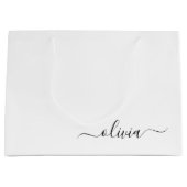 Schwarz-weißer Name für das Girl-Monogramm Große Geschenktüte (Vorderseite)