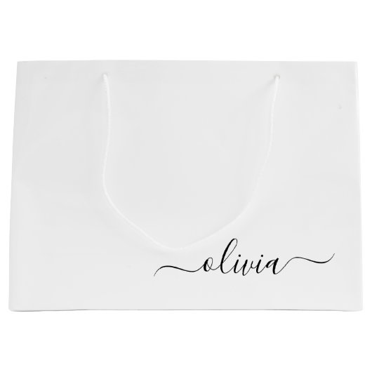 Schwarz-weißer Name für das Girl-Monogramm Große Geschenktüte (Vorderseite)