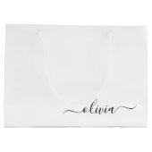 Schwarz-weißer Name für das Girl-Monogramm Große Geschenktüte (Rückseite)