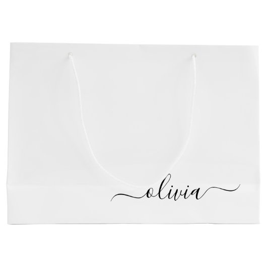 Schwarz-weißer Name für das Girl-Monogramm Große Geschenktüte (Rückseite)