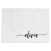 Schwarz-weißer Name für das Girl-Monogramm Große Geschenktüte (Vorderseite)