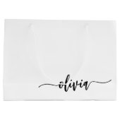 Schwarz-weißer Name für das Girl-Monogramm Große Geschenktüte (Rückseite)