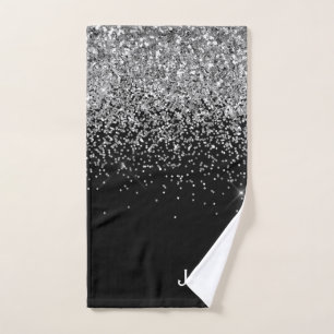 Schwarz-weißer Name für das Girl-Monogramm Handtuch